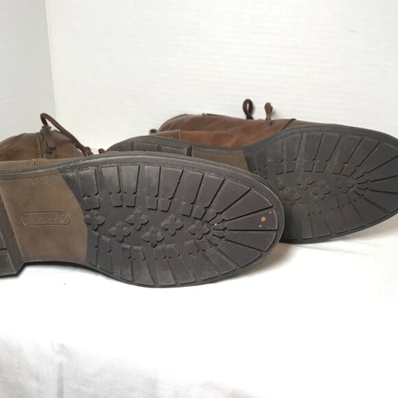 Baretraps Amy Sue Brown LaceUp Side Zip Ankle Boots Womens 10M Moto Combat Biker - Picture 8 of 9